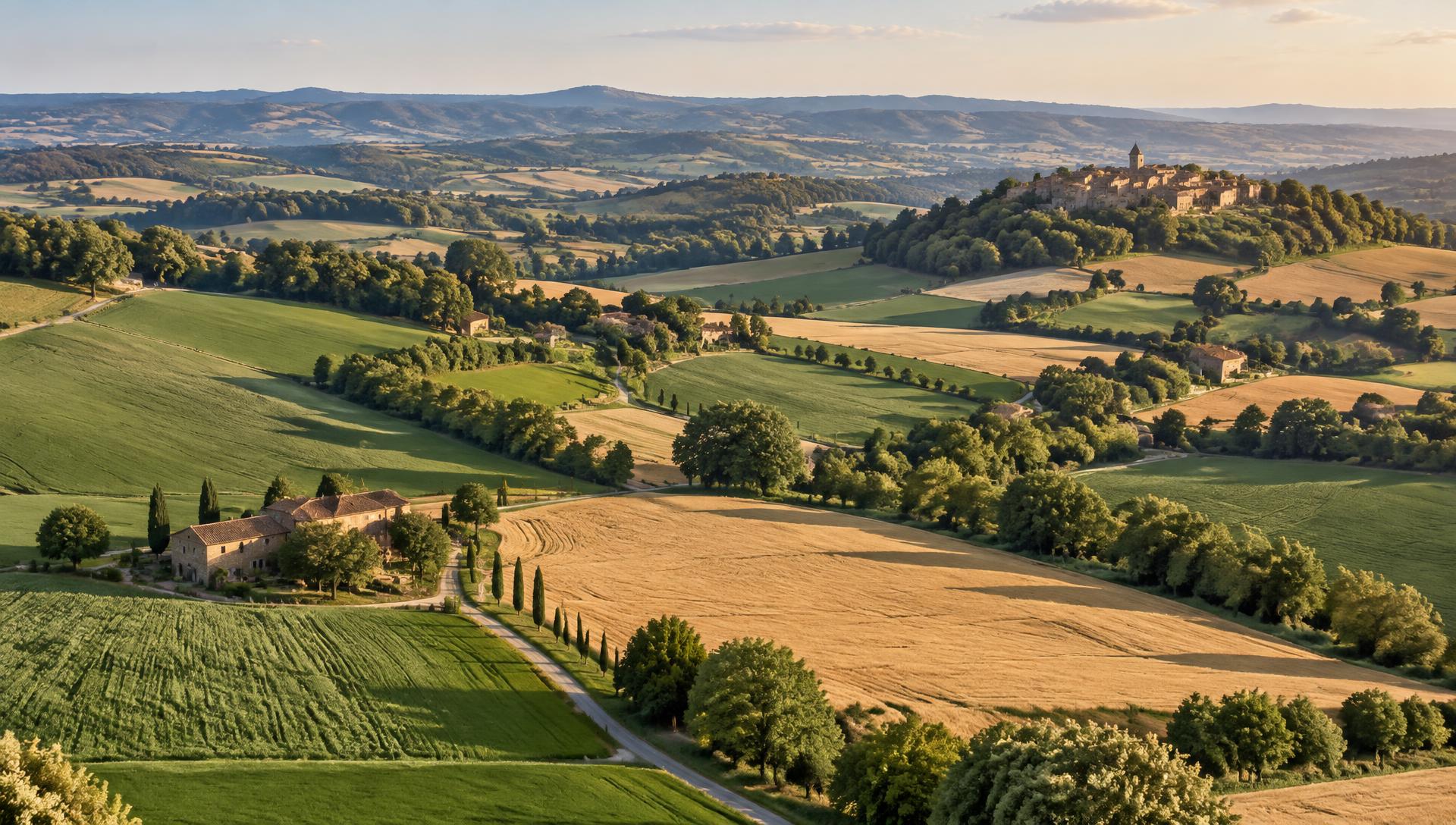 Paysages vallonnés du Savès dans le Gers